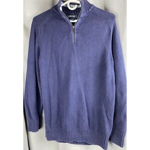 Cheroke Mens Sz XL 1/4 Zip Navy Blue Long Sleeve Pullover Sweater